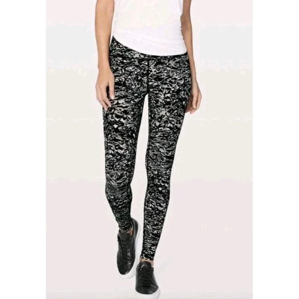 LULULEMON Wunder Under Hi-Rise Legging‎ Liquid Platinum Alpine Black White Sz 4